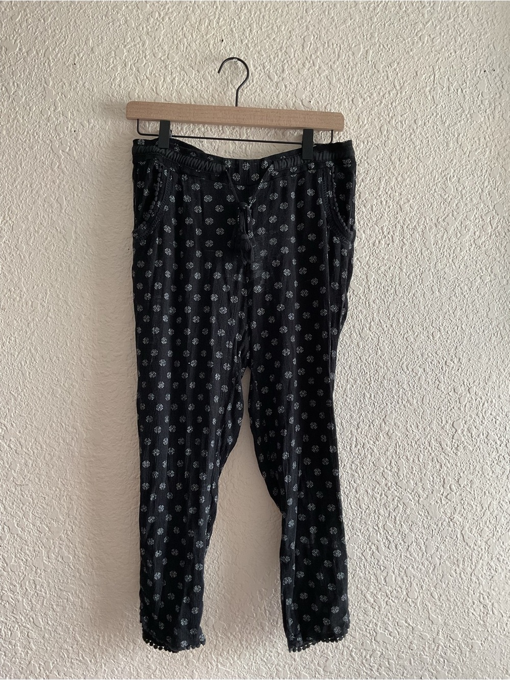 Jolt Boho Black Micro Floral Lounge Pants